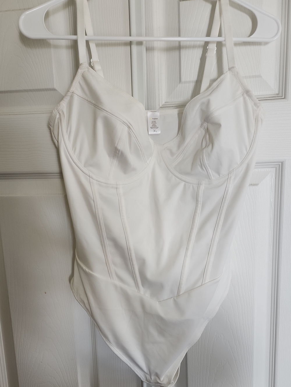 White Underwire Bustier Bodysuit with Light Shaping